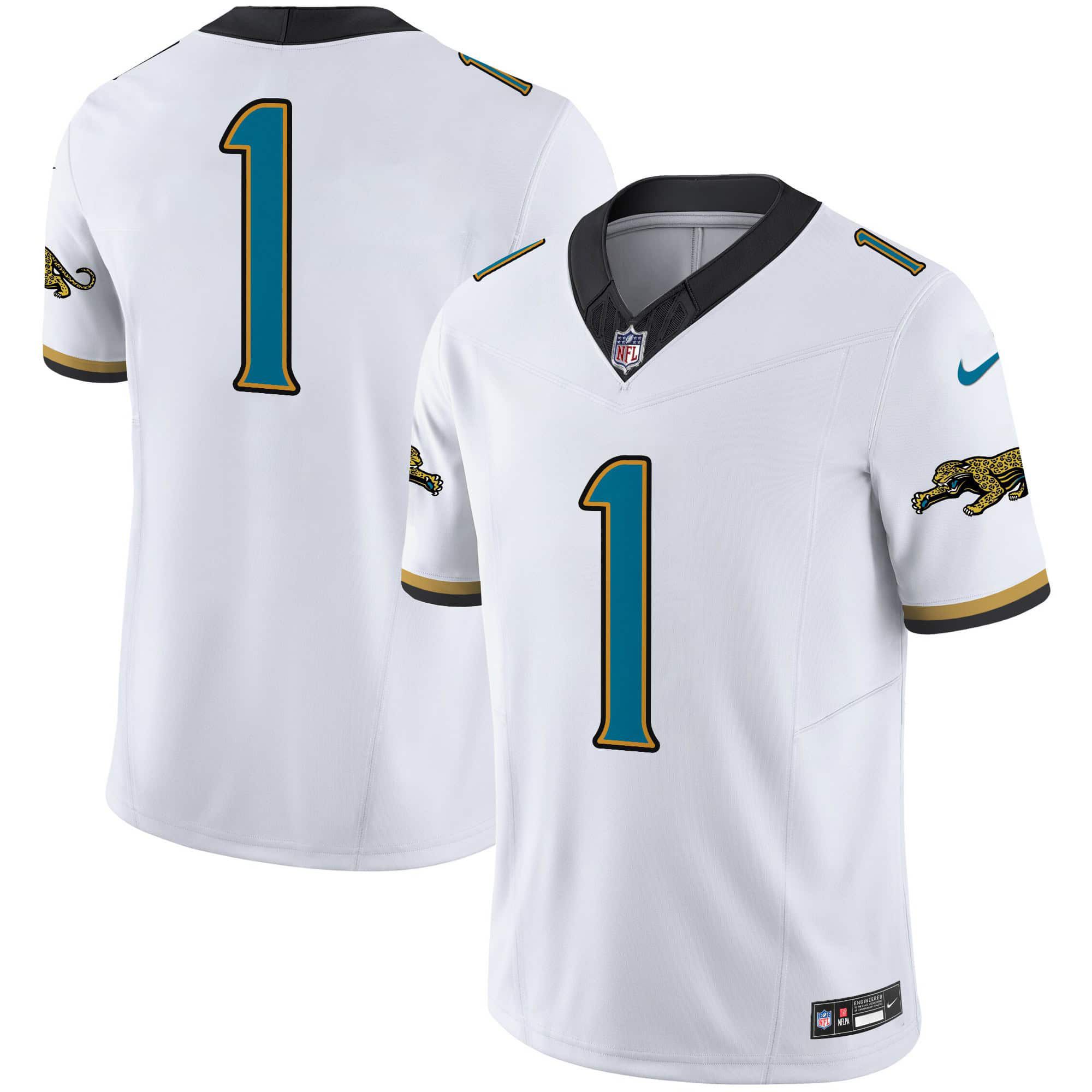 Men Jacksonville Jaguars #1 Etienne jr White 2024 Nike Throwback Vapor Limited NFL Jersey style 1